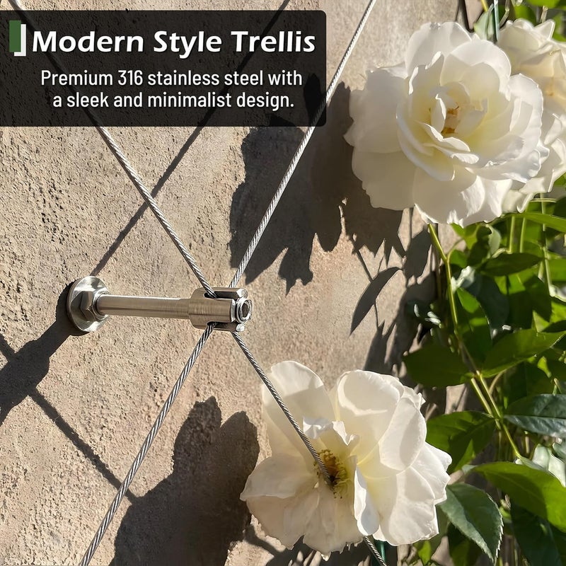 Acemaker Wire Trellis for Climbing Plants Outdoor, 30-Set Wall Wire Trellis Kit with 5/64"(2mm) x 150ft Stainless Steel Cable, T316 Espalier System for Fence and Garden DIY Projects - Image 4
